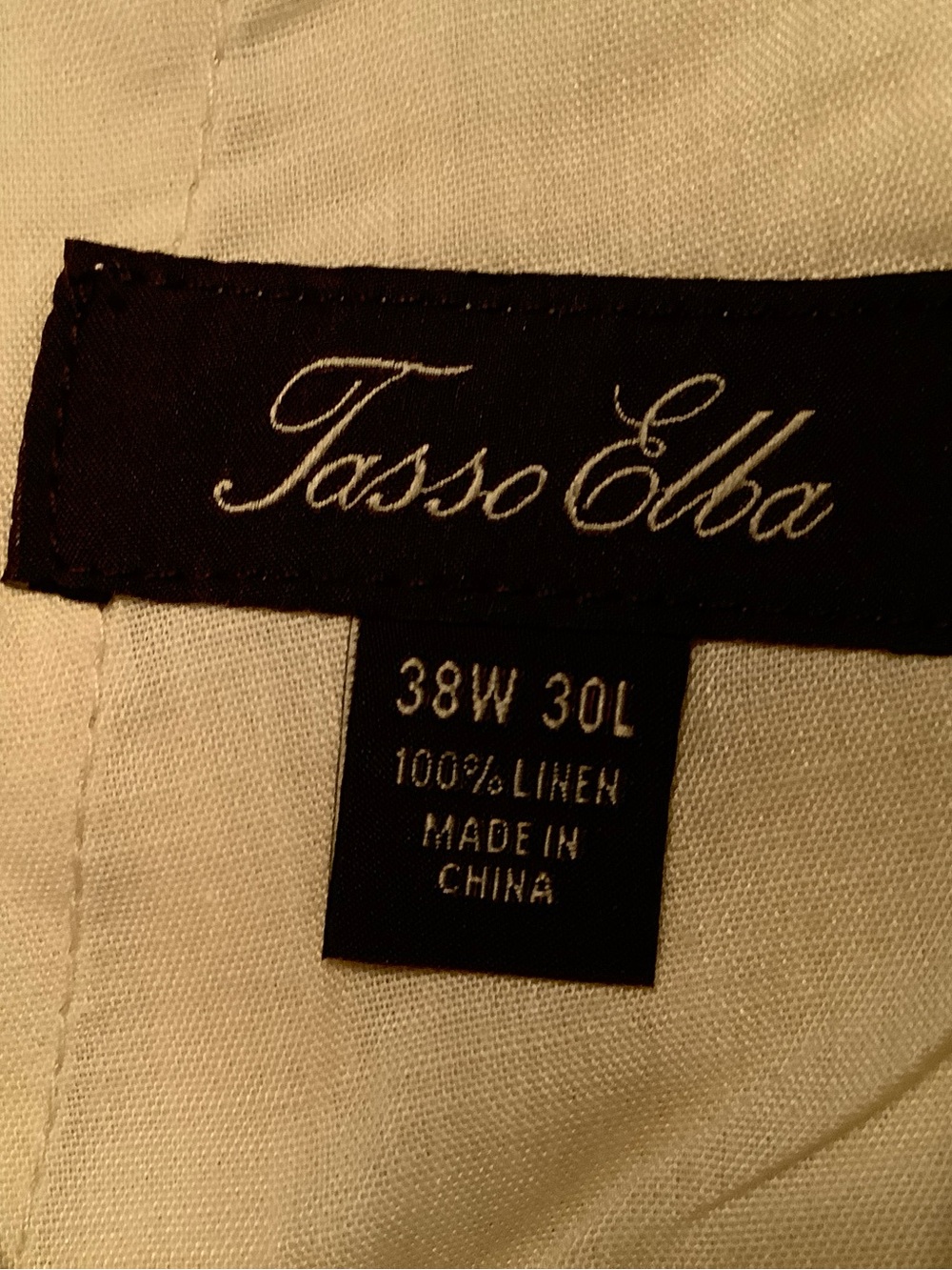 Tasso Elba Cream Men’s Linen Pants sz 38/30
